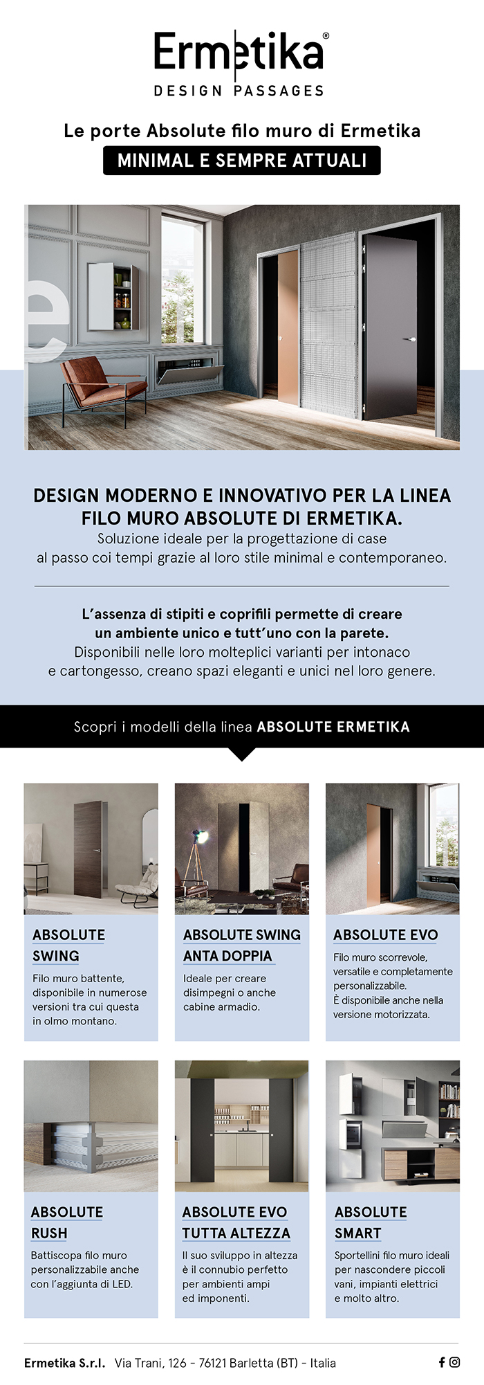 Porte Filo Muro di Ermetika: Minimal e Sempre Attuali