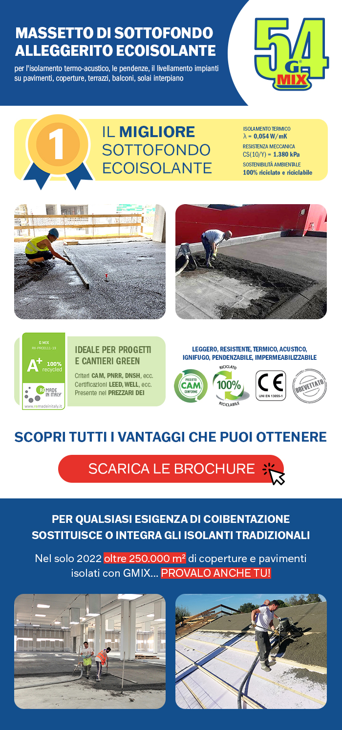 Massetto ecoisolante GMIX 54, il migliore sottofondo per progetti e cantieri green