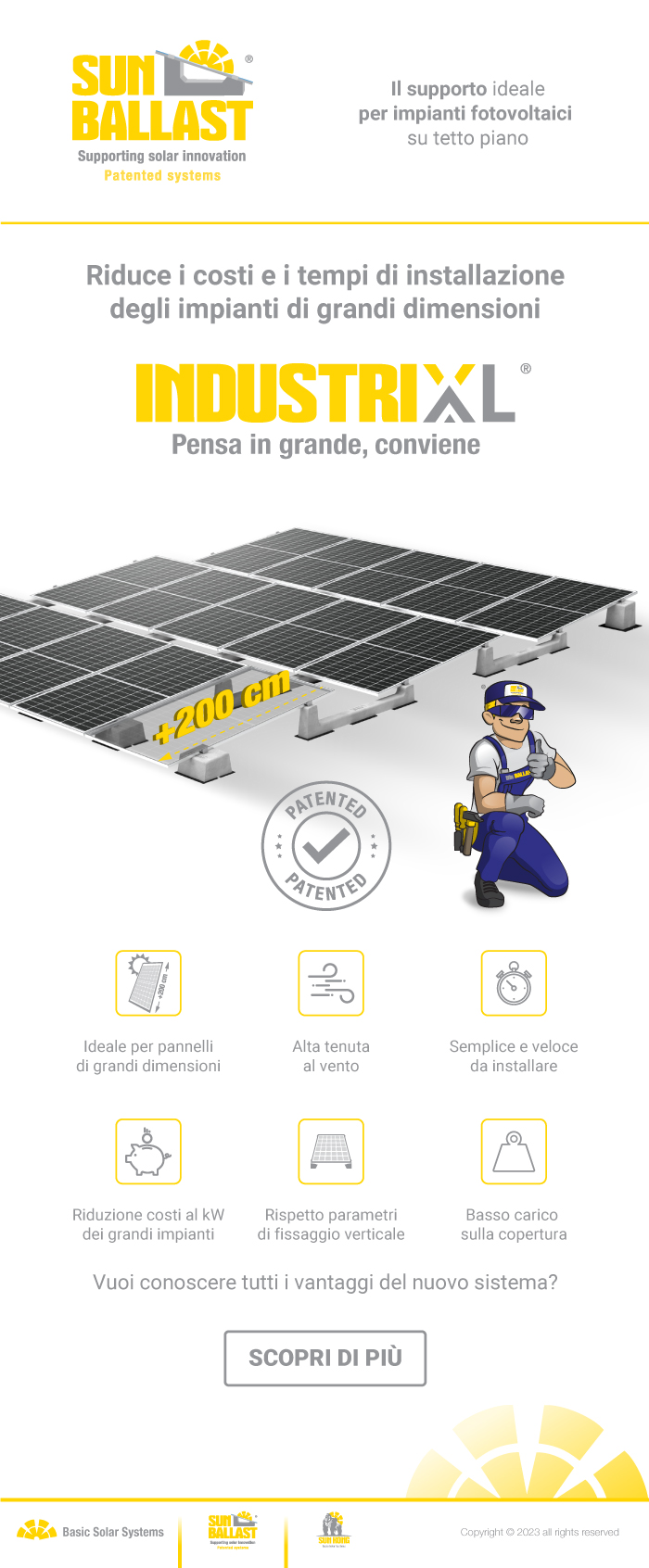 Grandi impianti FV: riduci i costi con il nuovo sistema Industrial-XL di Sun Ballast!