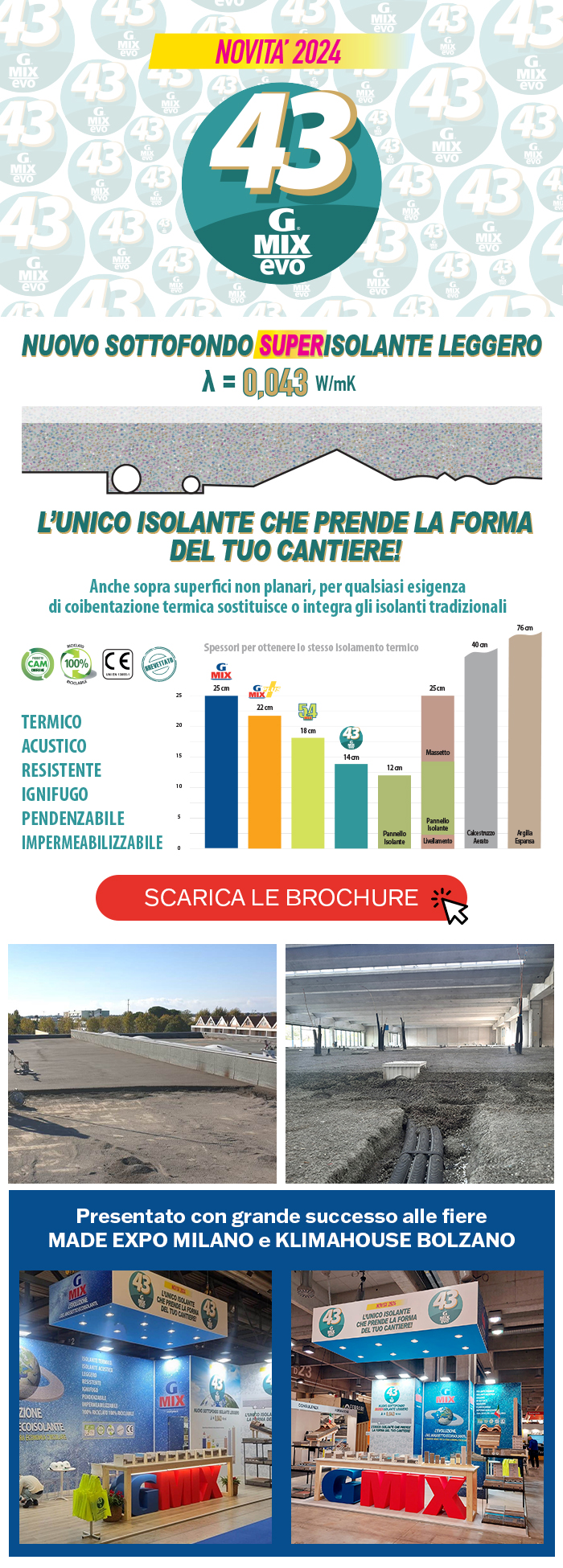 λ = 0,043 W/mK GMIX EVO il massetto termoisolante migliore di sempre