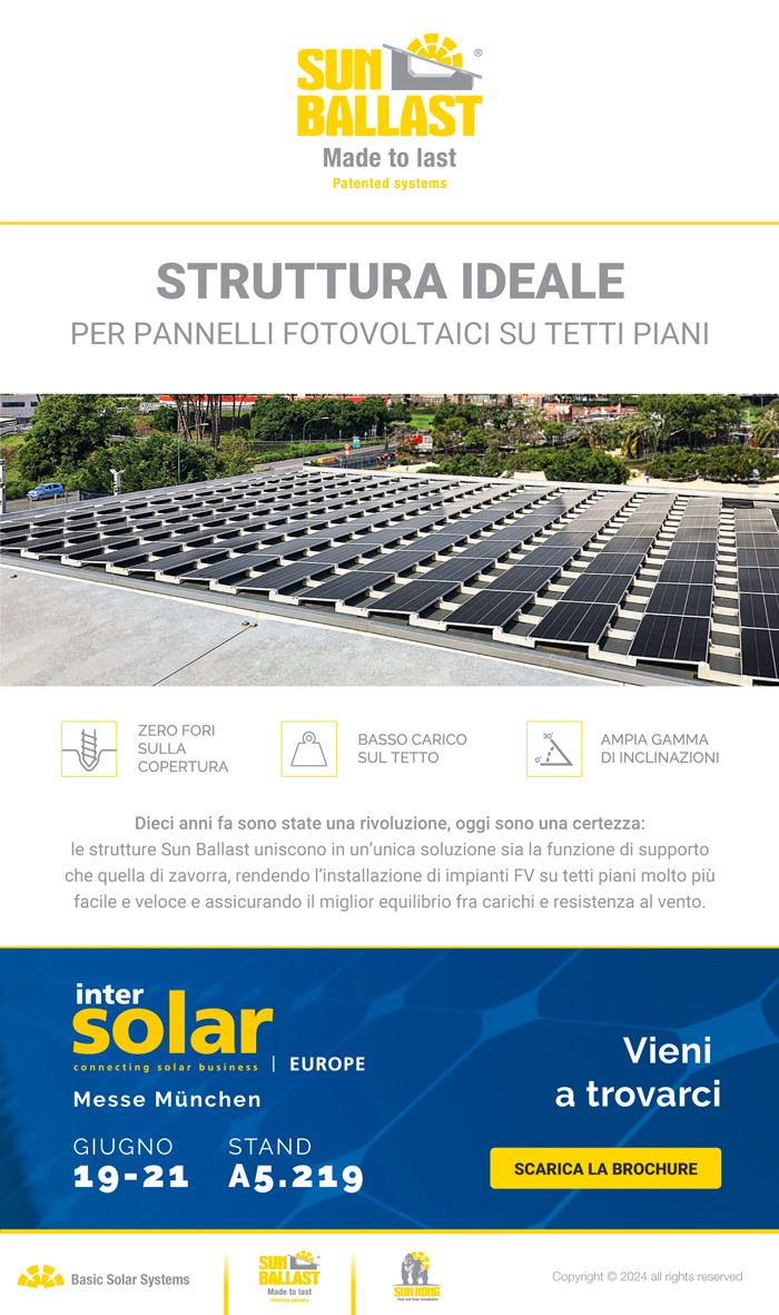 Impianto FV su tetto piano? Riduci i carichi e aumenta la resistenza con Sun Ballast!