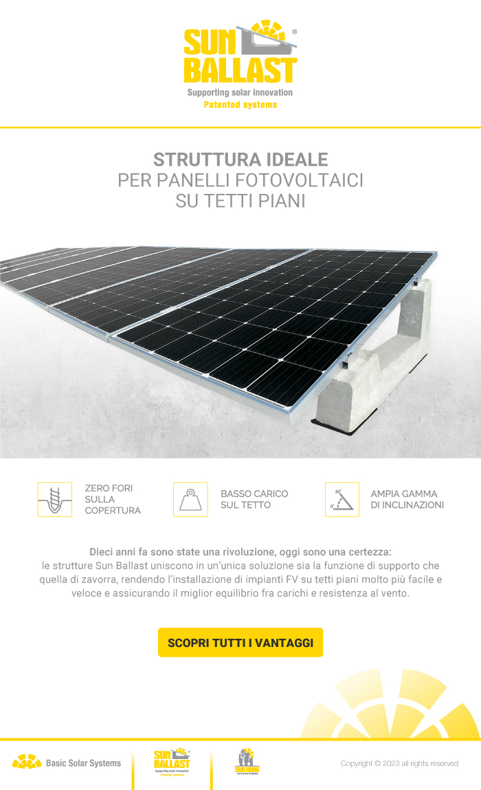 Zavorre per fotovoltaico Sun Ballast: dal 2012 al tuo fianco sui tetti piani!