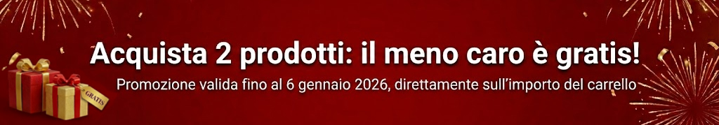 Promozione: Acquista 2 prodotti, il meno caro è gratis! Valida fino al 6 gennaio 2026